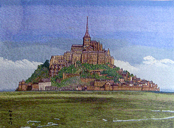 The original works of embroidery ≪ Mont-Saint-Michel ≫